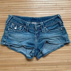True Religion shorts with crystals on the pockets
